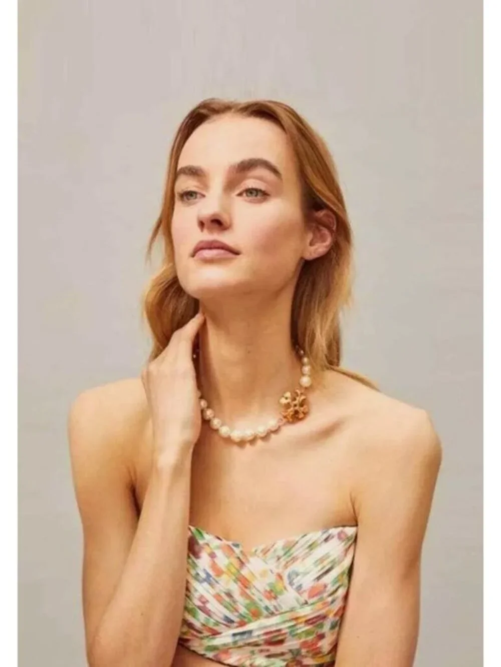 Tory Burch Roxanne Gold and Pearl Choaker Necklace